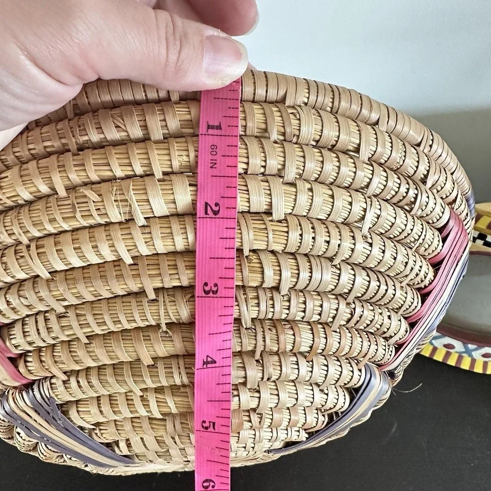 Vintage Hand Woven Tight Coil Native American Basket Bowl 11.5